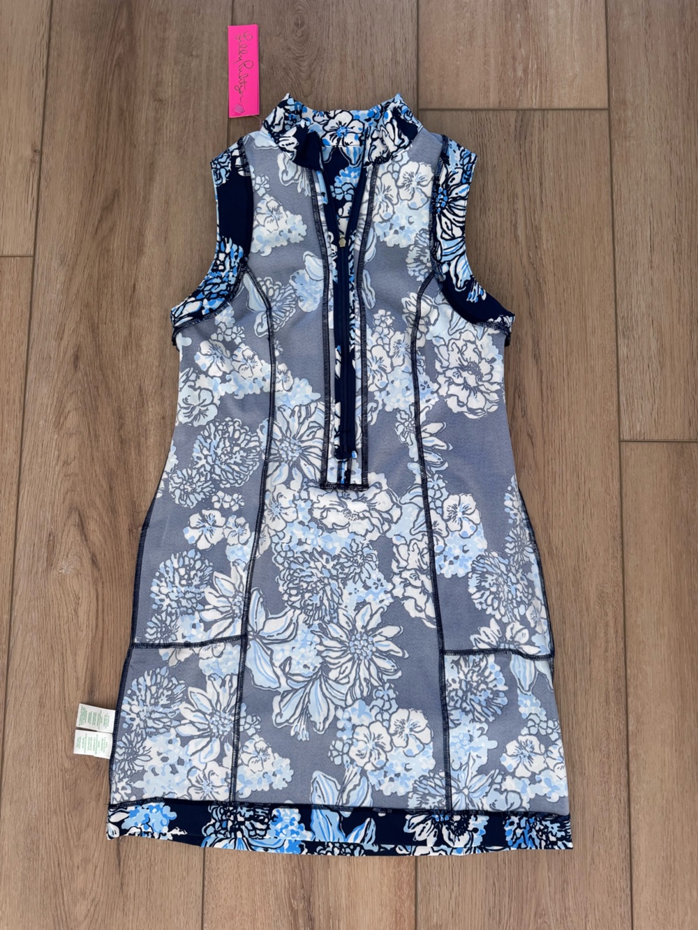 NWT Lilly Pulitzer Kathy Golf Dress UPF +50 SZ 2 Low Tide Navy Bouquet All Day - Picture 11 of 15